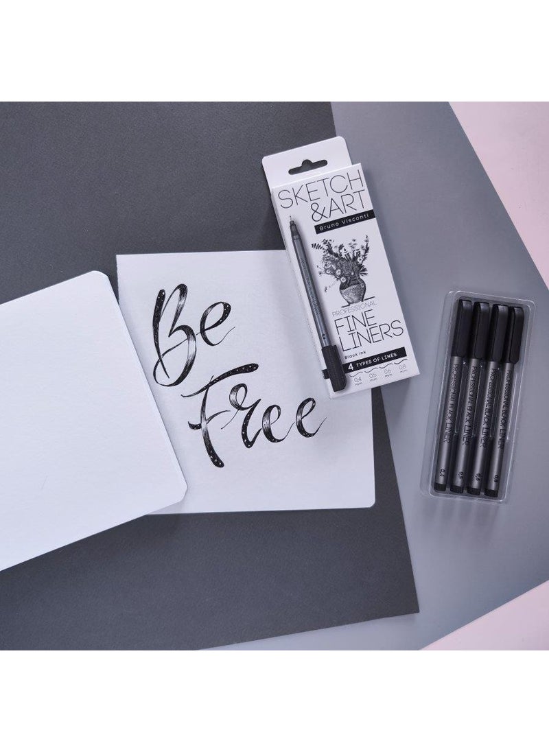 Bruno Visconti Sketch Art Professional 4-Piece Fineliners Black 36-0032  - Image 3