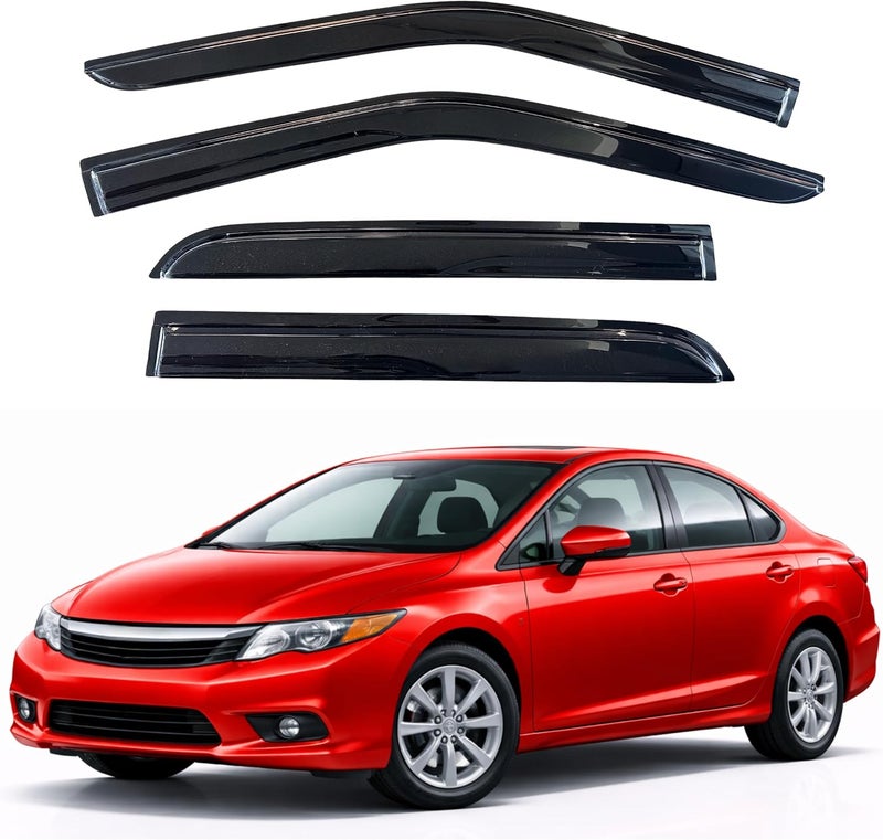 KPY Window Visor Rain Guards for Honda Civic Sedan 2006-2011 - Tape-On Style Deflectors - Image 1