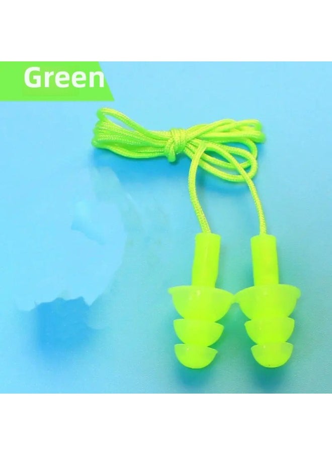 Generic Silicone Swimming Special Nose Clip Silicone Anti-soft Nose Diving Swimming Adults And Children Universal Anti-choking Nasal Plug-Colour:Green Anti-falling Corded Earplugs-one Set  - Image 1