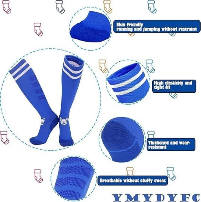 HZYH Kids Soccer Socks, Toddler Soccer Socks, Boys Girls Athletic Socks, Youth Knee High Socks, 4-12Years, 3 Paris - Image 4
