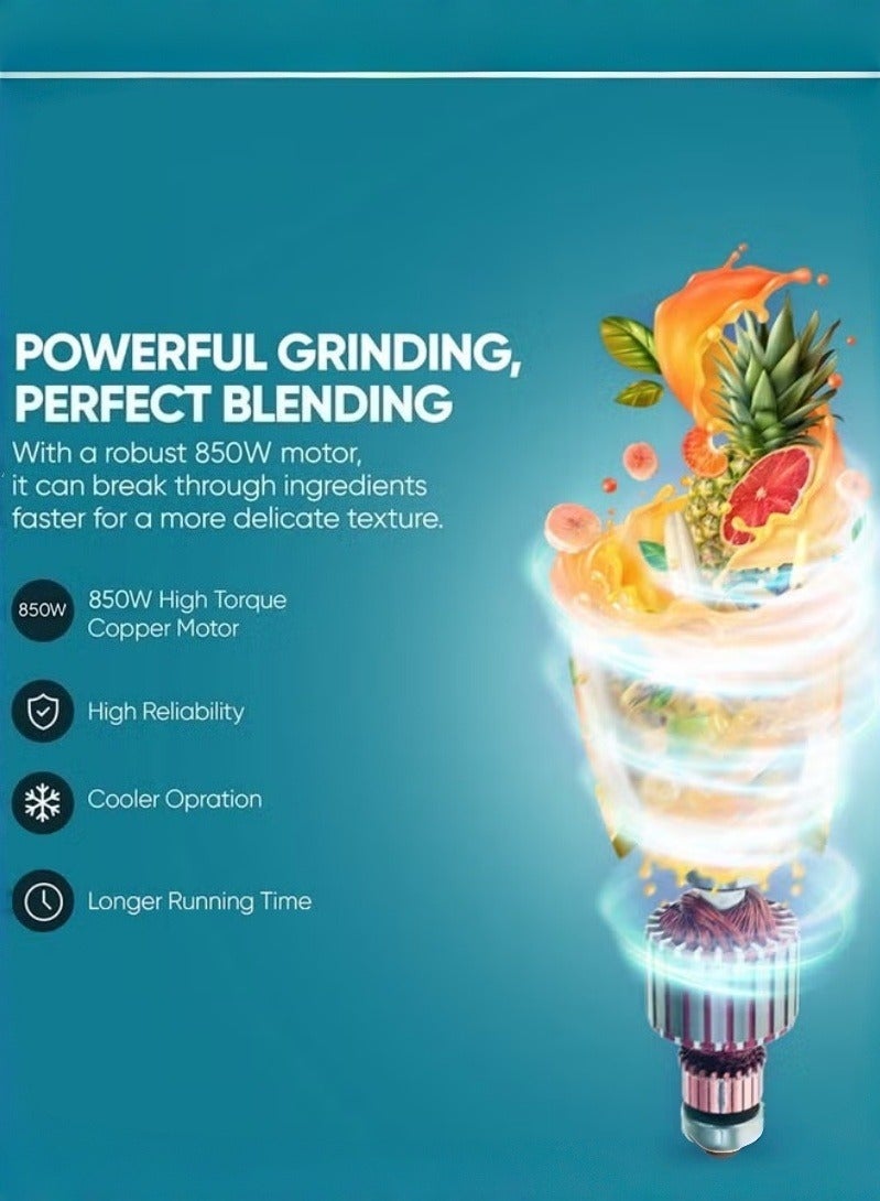 SLIVERS CRIEST Blender with Grinder Mills, 1.5L Jar, 1x 500ml Grinding Mills, Stainless Steel Blades, 2-Speed with Pulse Control, Perfect for Smoothies, Coffee, Herbs, and Spices, 1.5 L  Black 850W - Image 5