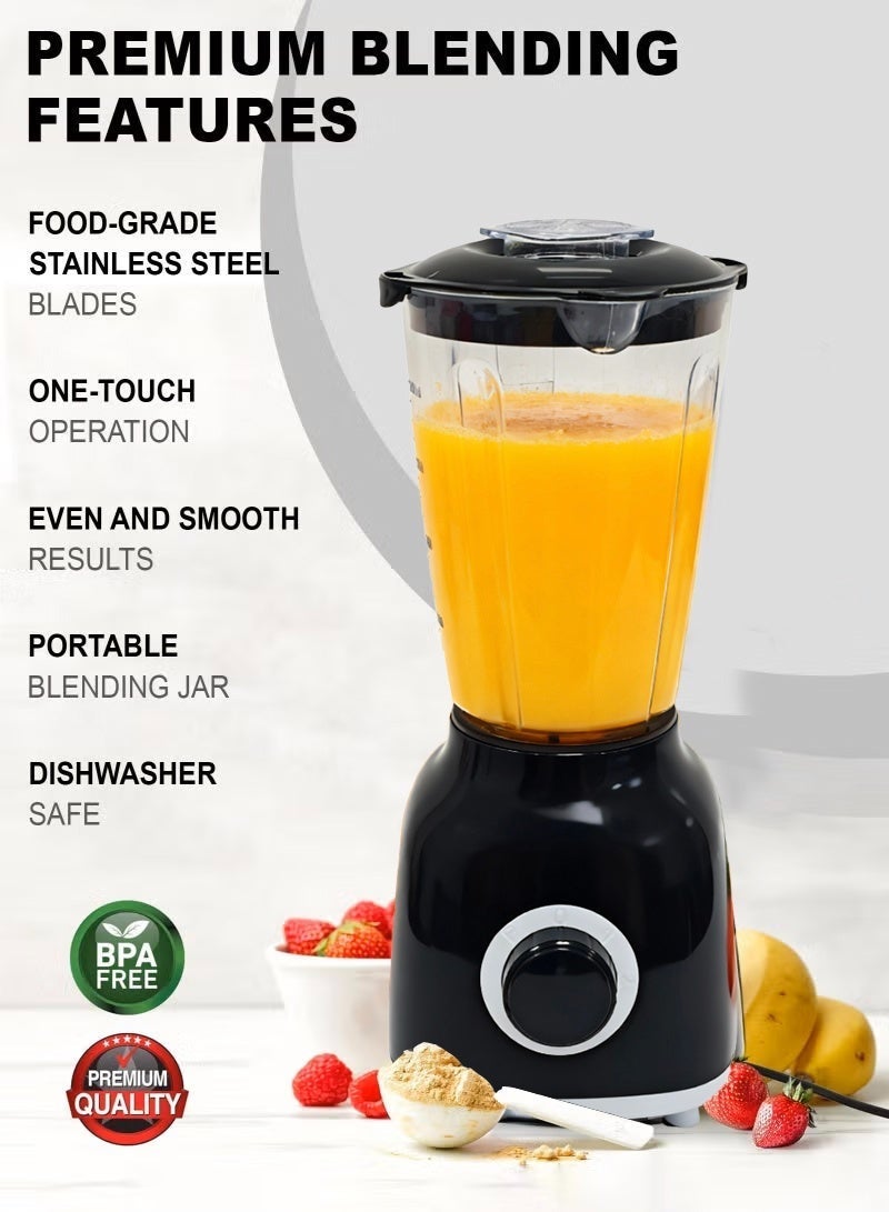 SLIVERS CRIEST Blender with Grinder Mills, 1.5L Jar, 1x 500ml Grinding Mills, Stainless Steel Blades, 2-Speed with Pulse Control, Perfect for Smoothies, Coffee, Herbs, and Spices, 1.5 L  Black 850W - Image 4