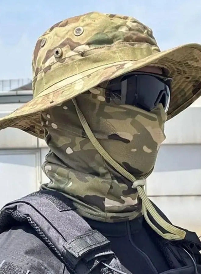 Women Men Hiking Fishing Boonie Hat Outdoor Sport Sun UV Protection Neck Face Camouflage Adjustable Bucket Caps and Mask - Image 1