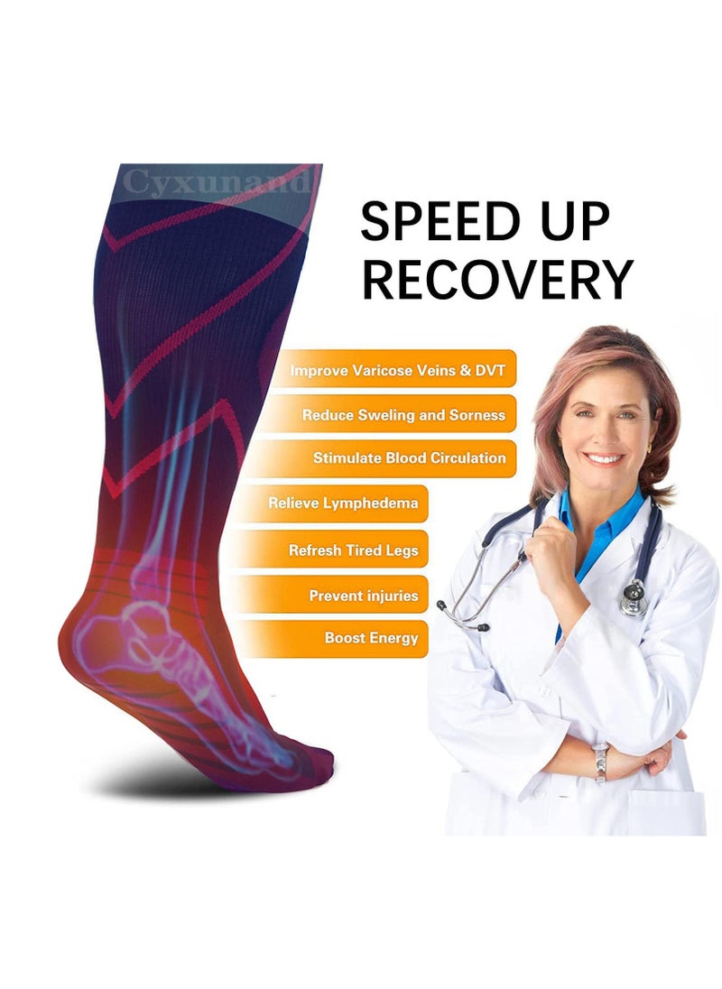 Generic - Compression Socks, 2 Pairs Knee High Compression Socks, Running Compression Stockings, 20-30 mmHg for Women & Men, for Nurse Pregnancy Medical Running Sports Travel L/XL - Image 1