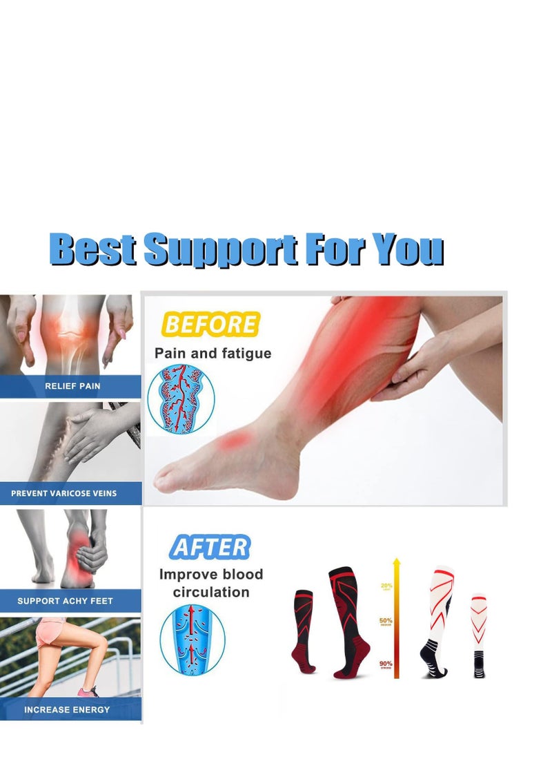 Generic - Compression Socks, 2 Pairs Knee High Compression Socks, Running Compression Stockings, 20-30 mmHg for Women & Men, for Nurse Pregnancy Medical Running Sports Travel L/XL - Image 1