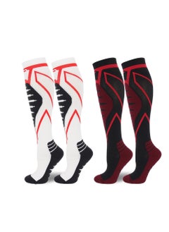 Compression Socks, 2 Pairs Knee High Compression Socks, Running Compression Stockings, 20-30 mmHg for Women & Men, for Nurse Pregnancy Medical Running Sports Travel L/XL