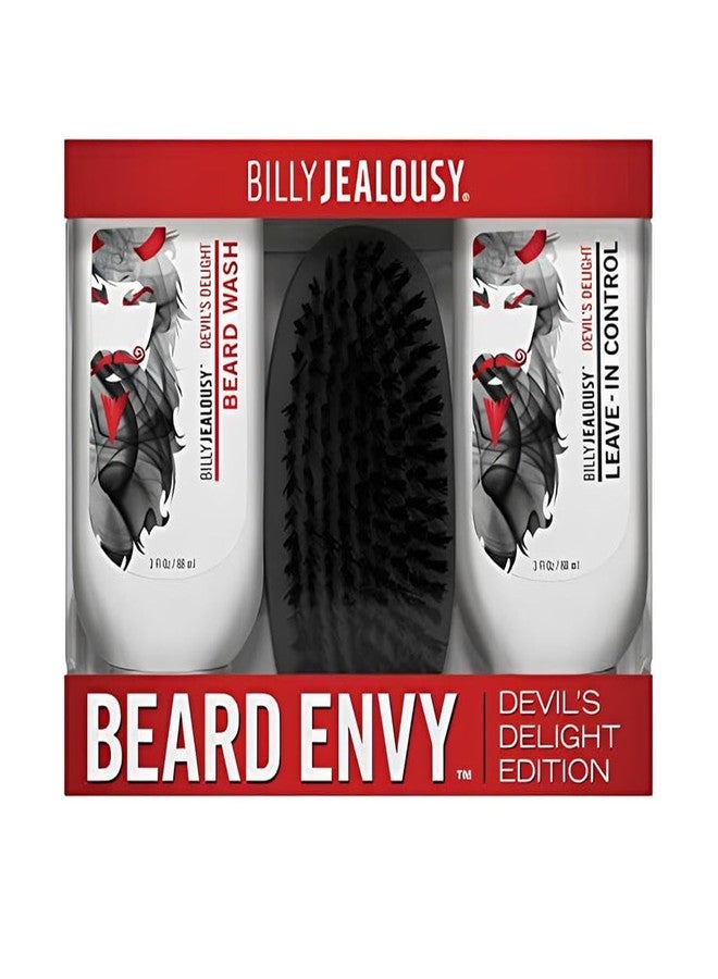 Billy Jealousy Devil's Delight Beard Envy Facial Hair Refining Kit with Beard Wash Facial Hair Control and Boar Bristle Brush for Clean, Hydrated, Soft, Tamed Unruly Mane - Image 1