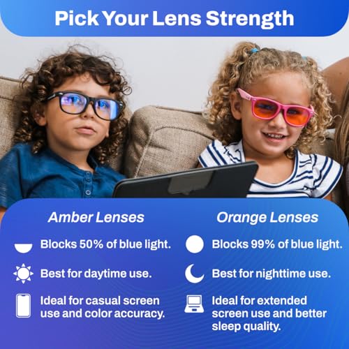 DefenderShield Blue Light Glasses For Kids – Kids Blue Light Glasses Girls and Boys With Amber Lenses (50% Blue Light Blocking) For Screens – Lightweight, Flexible & Shatterproof Black Fit Frames - Image 4