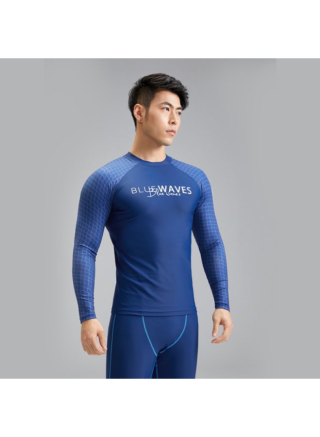Loquat Men's Men's Split Swimsuit Set Slim-fit Anti-chlorine Swimsuit Quick-drying Breathable Men's Surfsuit-Color:NY23-9 Dark Blue Top- - Image 2