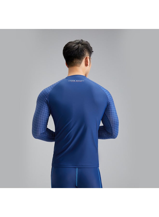 Loquat Men's Men's Split Swimsuit Set Slim-fit Anti-chlorine Swimsuit Quick-drying Breathable Men's Surfsuit-Color:NY23-9 Dark Blue Top- - Image 3