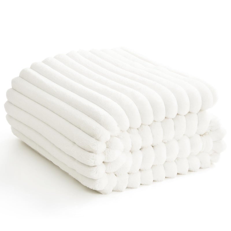HIMEET Off White Twin Size Blanket for Bed - 300GSM Soft Cozy Blankets, Cute Small Lightweight Fleece Throws, Birthday Gifts, Home Dorm Decor, Off White, 60x80 Inches - Image 1