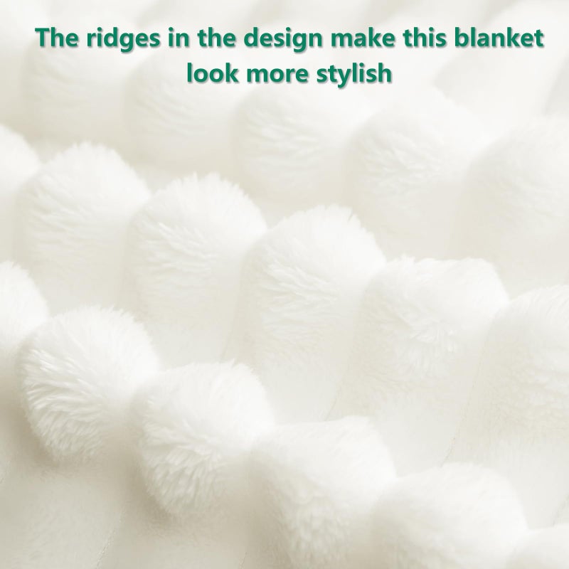 HIMEET Off White Twin Size Blanket for Bed - 300GSM Soft Cozy Blankets, Cute Small Lightweight Fleece Throws, Birthday Gifts, Home Dorm Decor, Off White, 60x80 Inches - Image 3