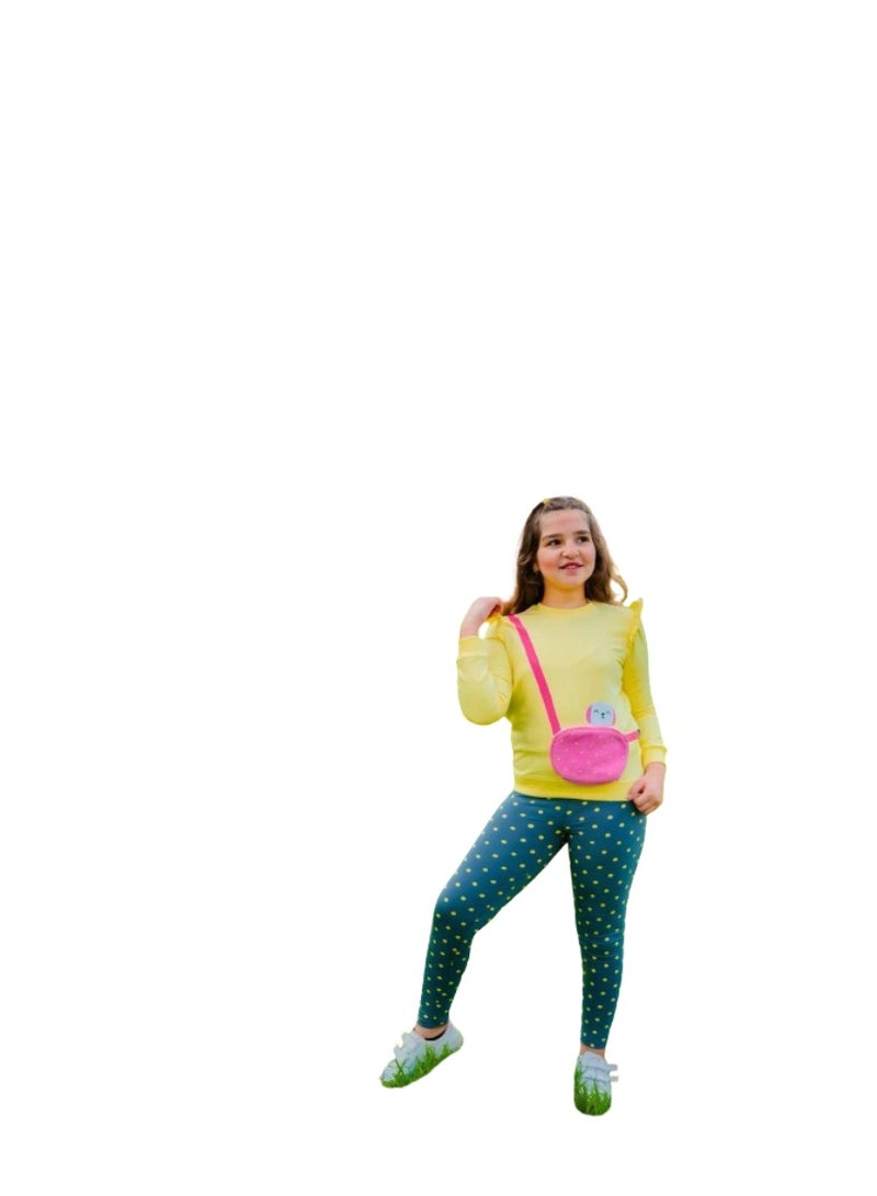 Girls set, yellow T-shirt and blue pants - Image 2