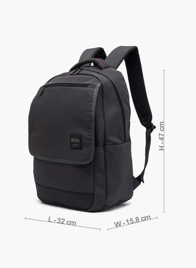 Lee Cooper GREY Solid School Backpack For Kids 13+ Years With Padded Laptop Sleeve  | Best Price UAE