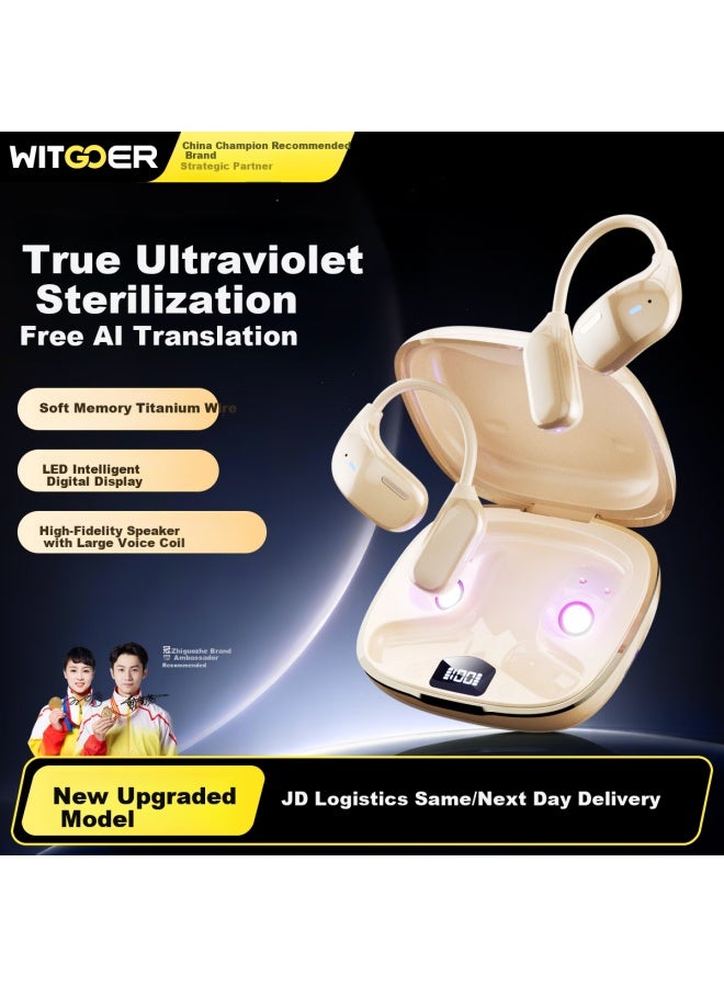 Witgoer Bluetooth Earbuds Wireless Ear-hook Non-bone Conduction In-ear Clip Sports Running Noise Cancelling Long Battery Life Uv Sterilization Upgraded App Safe For Ears - Image 1