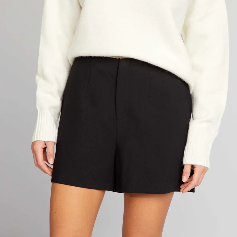 Kiabi High-Waisted Smart Shorts Black