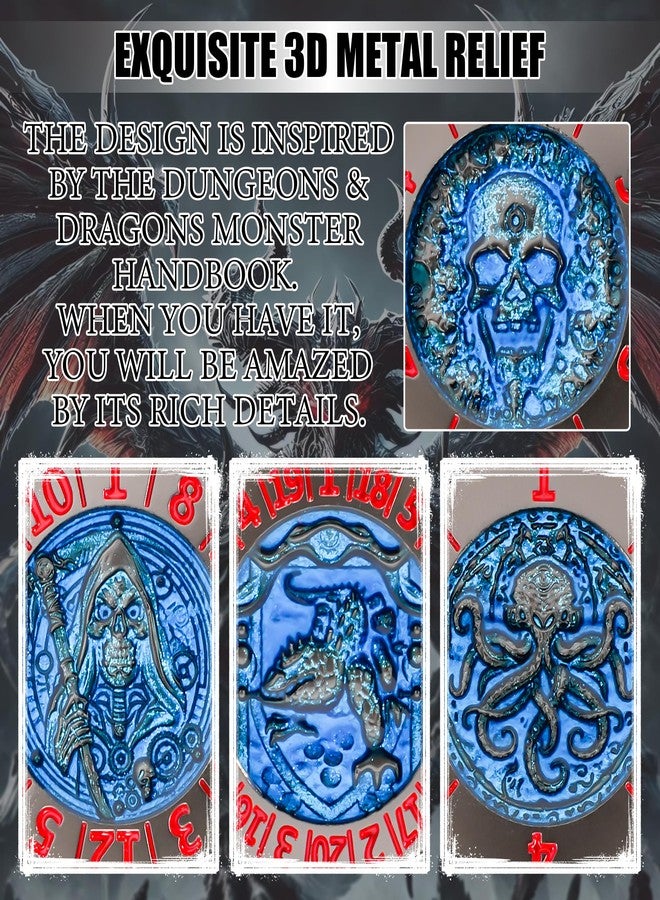Froggod Roulette Dice Spinner 7-in-1 Metal DND Dice Set with 3D Relief - Mechanical DND Spinner for Dungeons and Dragons Gifts, DM & Players(Black Blue) - Image 4