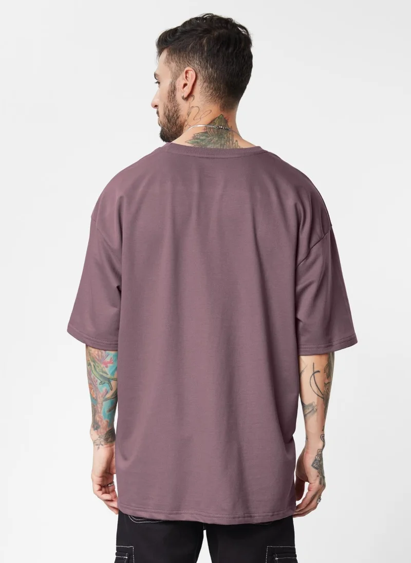 The Souled Store Purple The Souled Store Men Pale Purple Solid Oversized T-Shirts for Men | Best Price UAE