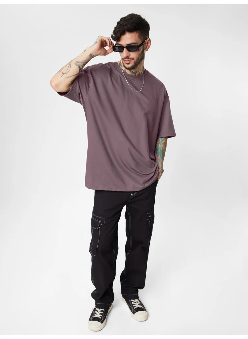 The Souled Store Purple The Souled Store Men Pale Purple Solid Oversized T-Shirts for Men | Best Price UAE