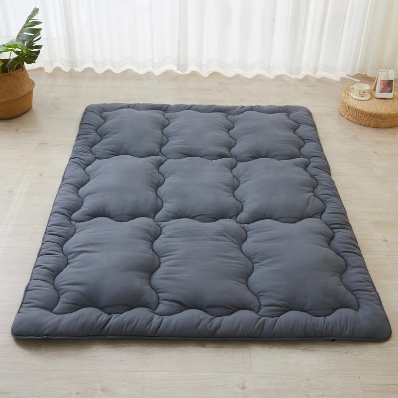 SAPHREAS Japanese Futon Mattress Floor Mattress Full, 3" Foldable Roll Up Bed Mattress Topper with Elastic Straps, Tatami Mat Sleeping Pad for Camping, Grey - Image 1