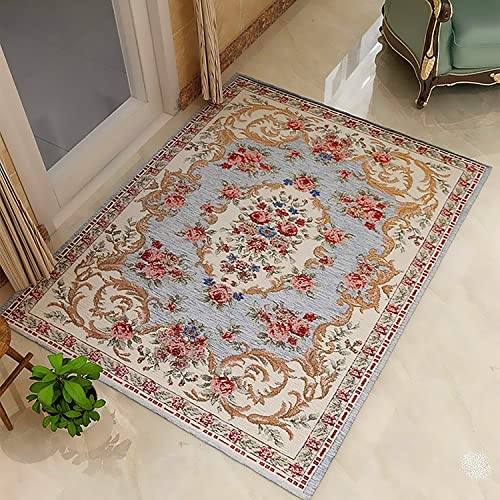 Ukeler Home Decor Collection Rustic Floral Rugs Luxury Soft Modern Floor Rugs Carpet for Living Room (35.4''x55'', Luxury Blue) - Image 1