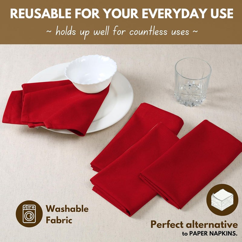 Native Fab Cloth Napkin Set of 12 100 Cotton Washable Reusable Dinner Cloth Napkin 17x17 inches Table Decor Napkins for Dinner Events Red - Image 2