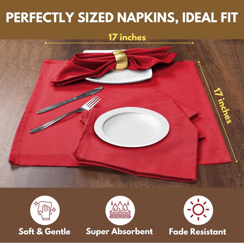 Native Fab Cloth Napkin Set of 12 100 Cotton Washable Reusable Dinner Cloth Napkin 17x17 inches Table Decor Napkins for Dinner Events Red - Image 5