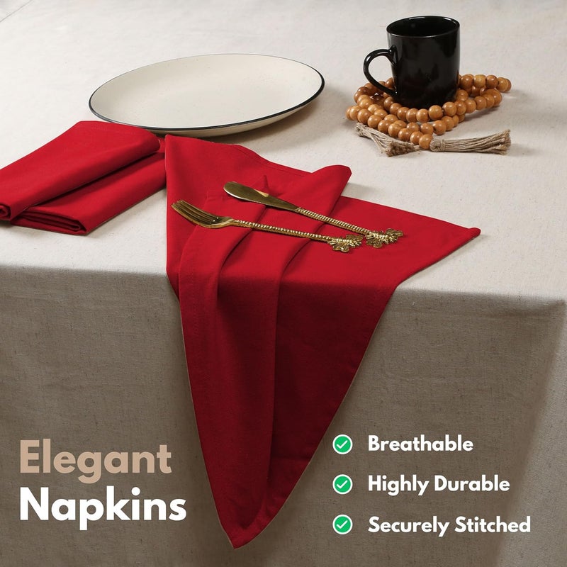 Native Fab Cloth Napkin Set of 12 100 Cotton Washable Reusable Dinner Cloth Napkin 17x17 inches Table Decor Napkins for Dinner Events Red - Image 4