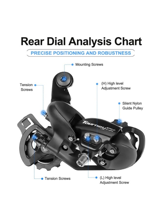 SHIMANO Tourney TX RD-TX800 Schal 7/8-fach schwarz 2016 Mountainbike，Aluminum Alloy Body for MTB Touring Folding Hybrid Cruiser Bikes - Image 2