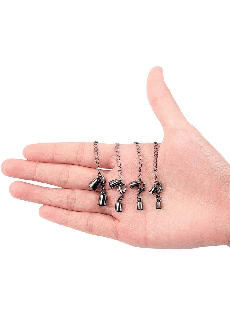 DIY Crafts - DIY Crafts Parts Pack, Chorme Silver, Cord End Clasps Connectors, Lobster Clasp, Extender Chain Adjustable Jewellery Clasps Leather Cord End Cap for Bracelet Neckla (Parts Pack, Chorme Silver) - Image 1
