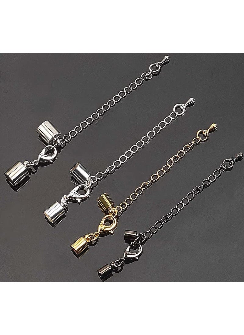 DIY Crafts - DIY Crafts Parts Pack, Chorme Silver, Cord End Clasps Connectors, Lobster Clasp, Extender Chain Adjustable Jewellery Clasps Leather Cord End Cap for Bracelet Neckla (Parts Pack, Chorme Silver) - Image 1