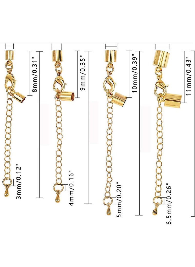 DIY Crafts - DIY Crafts Parts Pack, Chorme Silver, Cord End Clasps Connectors, Lobster Clasp, Extender Chain Adjustable Jewellery Clasps Leather Cord End Cap for Bracelet Neckla (Parts Pack, Chorme Silver) - Image 1