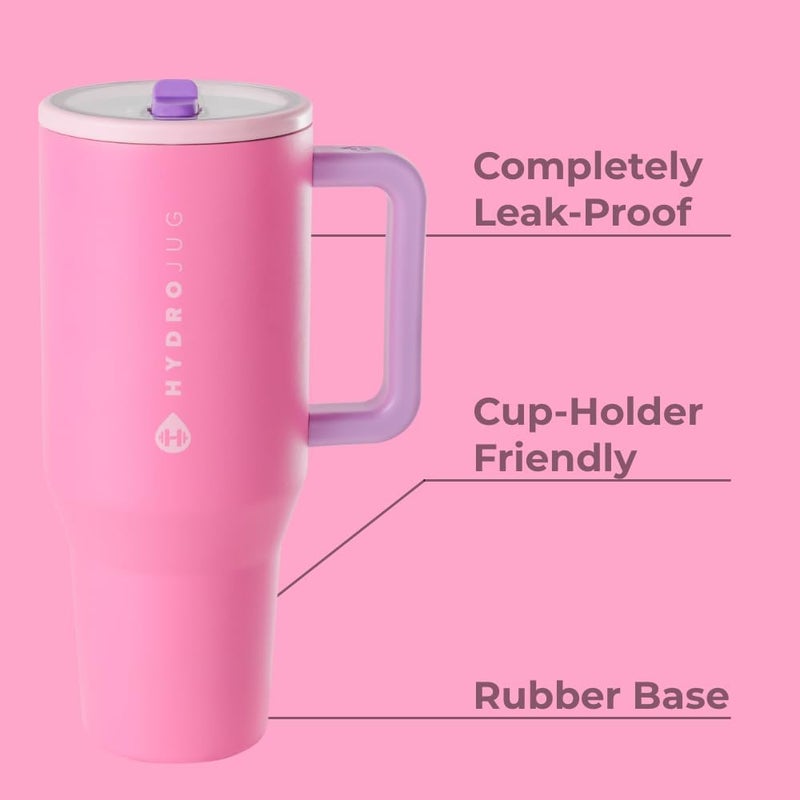 HydroJug Traveler - Modern 40 oz Tumbler with Handle & Simple Flip Straw - Car Cup Holder Friendly, Leak Resistant Water Bottle-Reusable Insulated Stainless Steel & Rubber Base - Gifts for Women & Men - Image 1