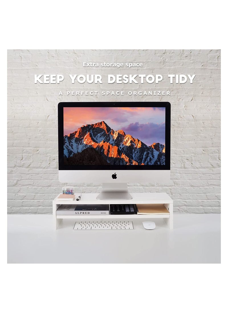 DIRECT 2 U - Monitor Stand Riser 2 Tiers Screen Stand for Laptop ComputerTV PC Printer Multifunctional Desktop Organizer - Image 1