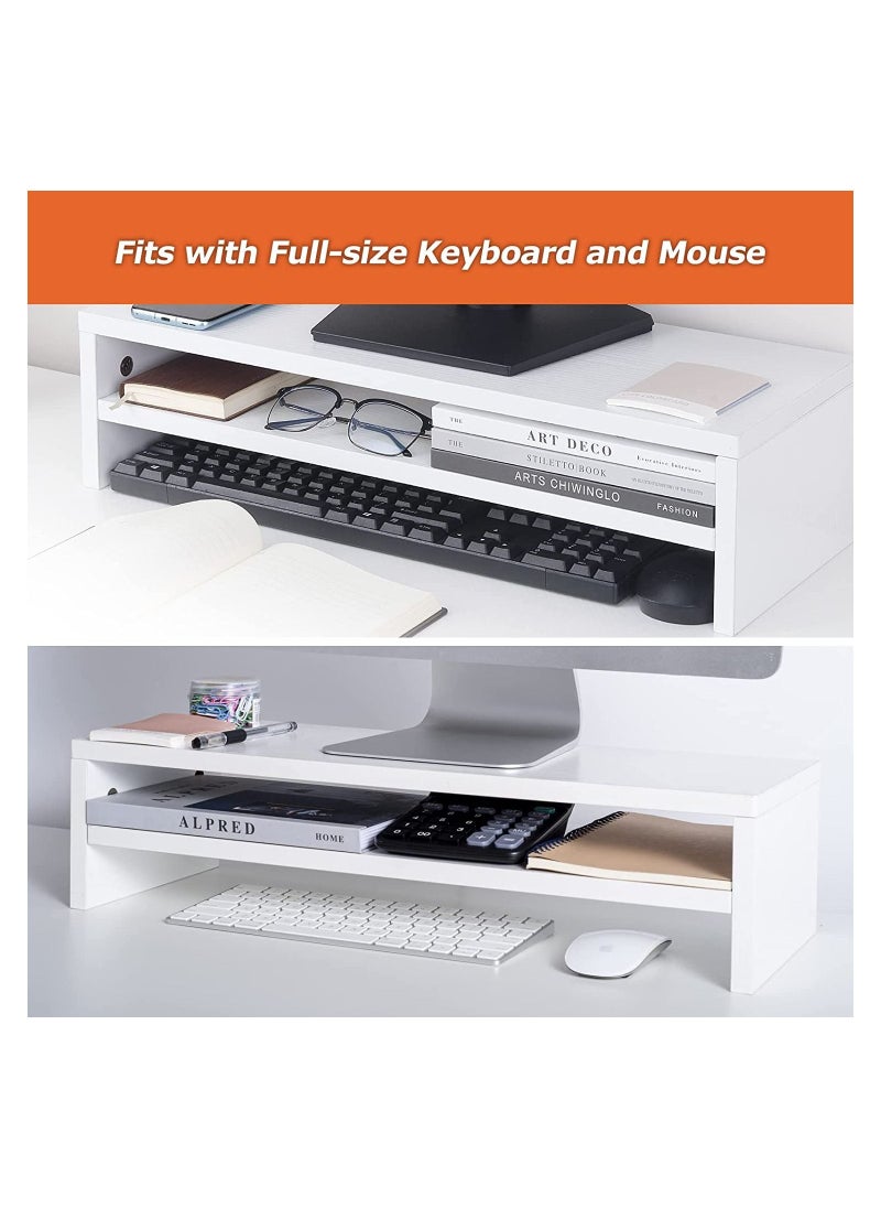 DIRECT 2 U - Monitor Stand Riser 2 Tiers Screen Stand for Laptop ComputerTV PC Printer Multifunctional Desktop Organizer - Image 1