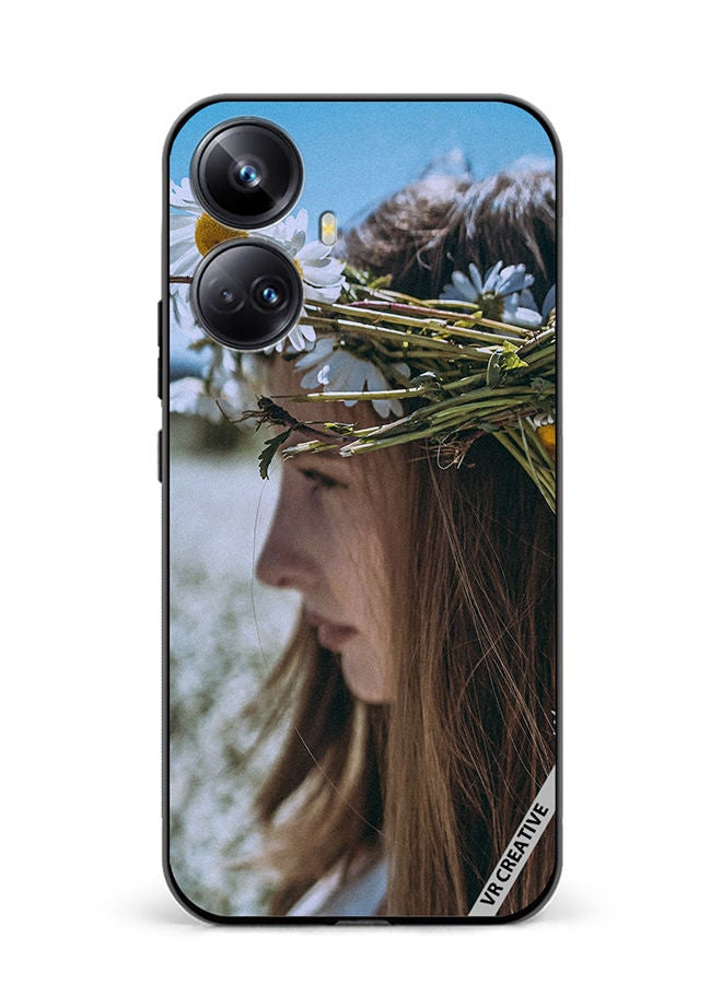 VR CREATIVE Protective Case Cover For Realme 10 Pro Plus Girl With Flower Crown Design Multicolour - Image 1
