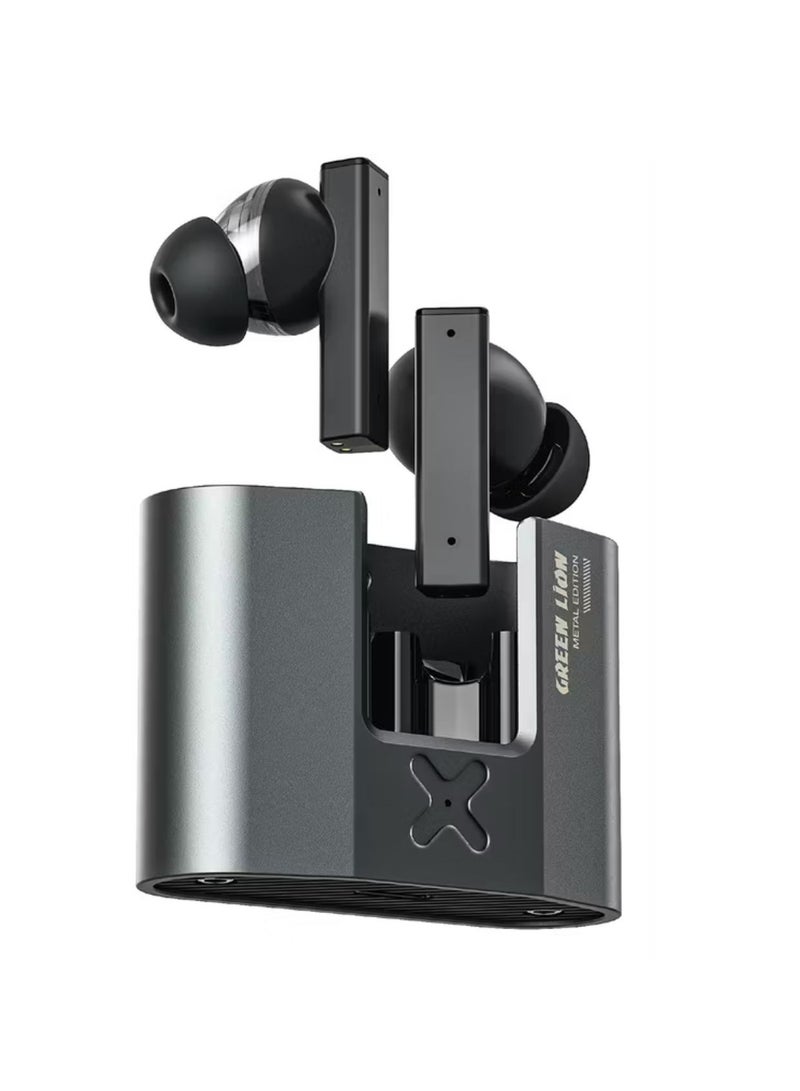 GREEN LION ZINC X Metal Earbuds TWS with ANC, Aluminum Alloy Case, High-Definition Microphone, 25dB Noise Reduction, 10 Meters Transmission Range - Black  - Image 1