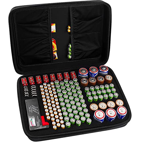 Comecase Hard Battery Organizer Storage Box, Carrying Case Bag Holder - Holds 148 Batteries AA AAA C D 9V - with Battery Tester BT-168 (Batteries are Not Included) - Image 1