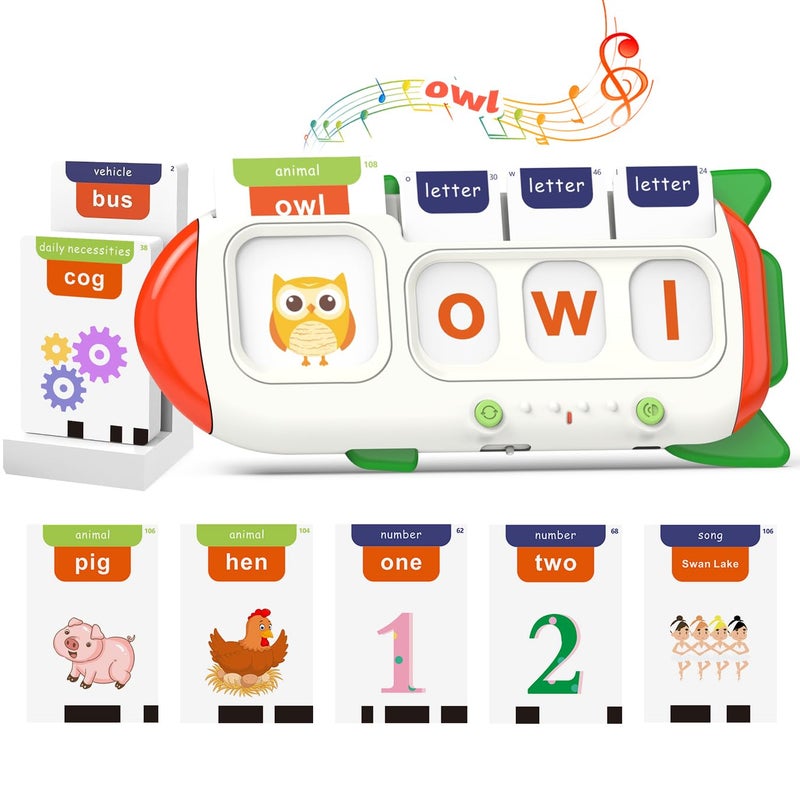 QuTZ Talking Flash Cards CVC Word Spelling Games Preschool Learning Activities Learning Toy 107 Words Letter Matching Games ABC Alphabet Flash Cards Educational Toy for Toddler 3 4 5 6 Year Old - Image 2