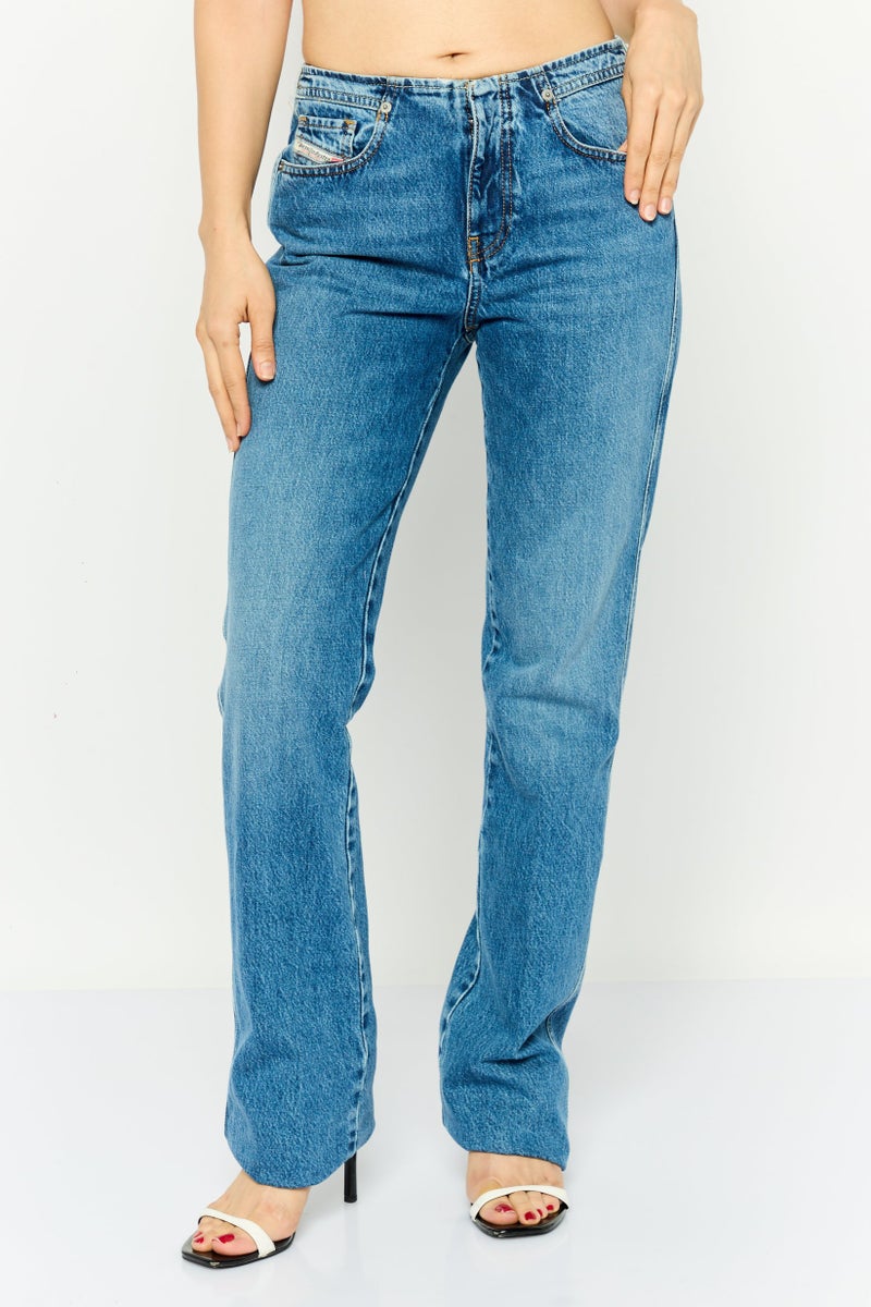 DIESEL Women D-Escription Slim Fit Solid Non Stretchable Denim Jeans, Blue - Image 1