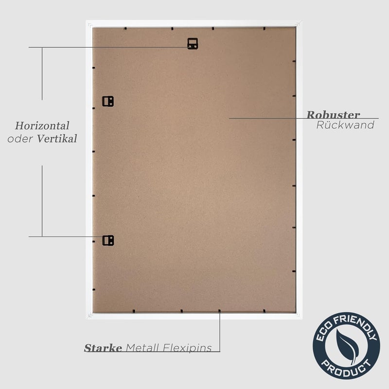إطار صورة VUVUZULA مقاس 50 × 70 سم، إطار صورة خشبي أبيض، إطار MDF مقاس 50 × 70 سم، مجموعة من 3 - Image 3