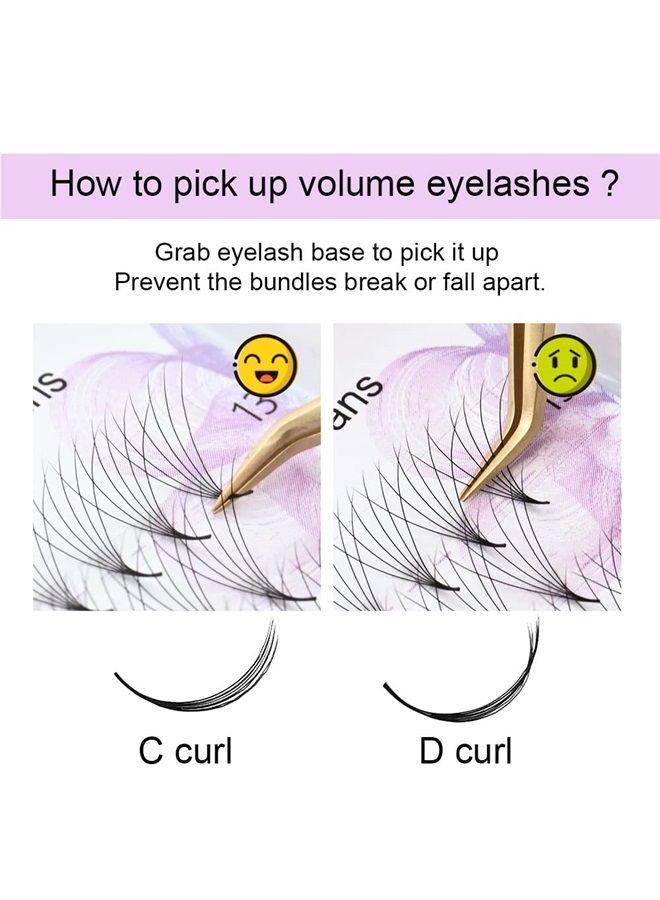 NAGARAKU Premade Fans Eyelash Extensions 320 Fans 6D Volume 0.07mm D curl 9-14mm Mix Tray Sharp Narrow Stem Clusters Thin Pointy Base Russian Pre Fanned Fluffy Matte Black - Image 2