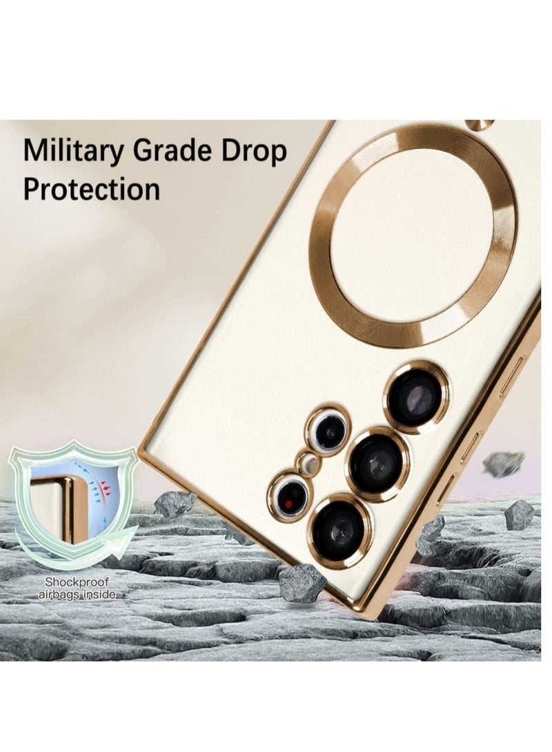 Magnetic Clear Case for Samsung Galaxy S23 Ultra with Camera Lens Protector Magsafe Compatible Electroplated Soft TPU Shockproof Anti-Scratch Phone Case - Image 5