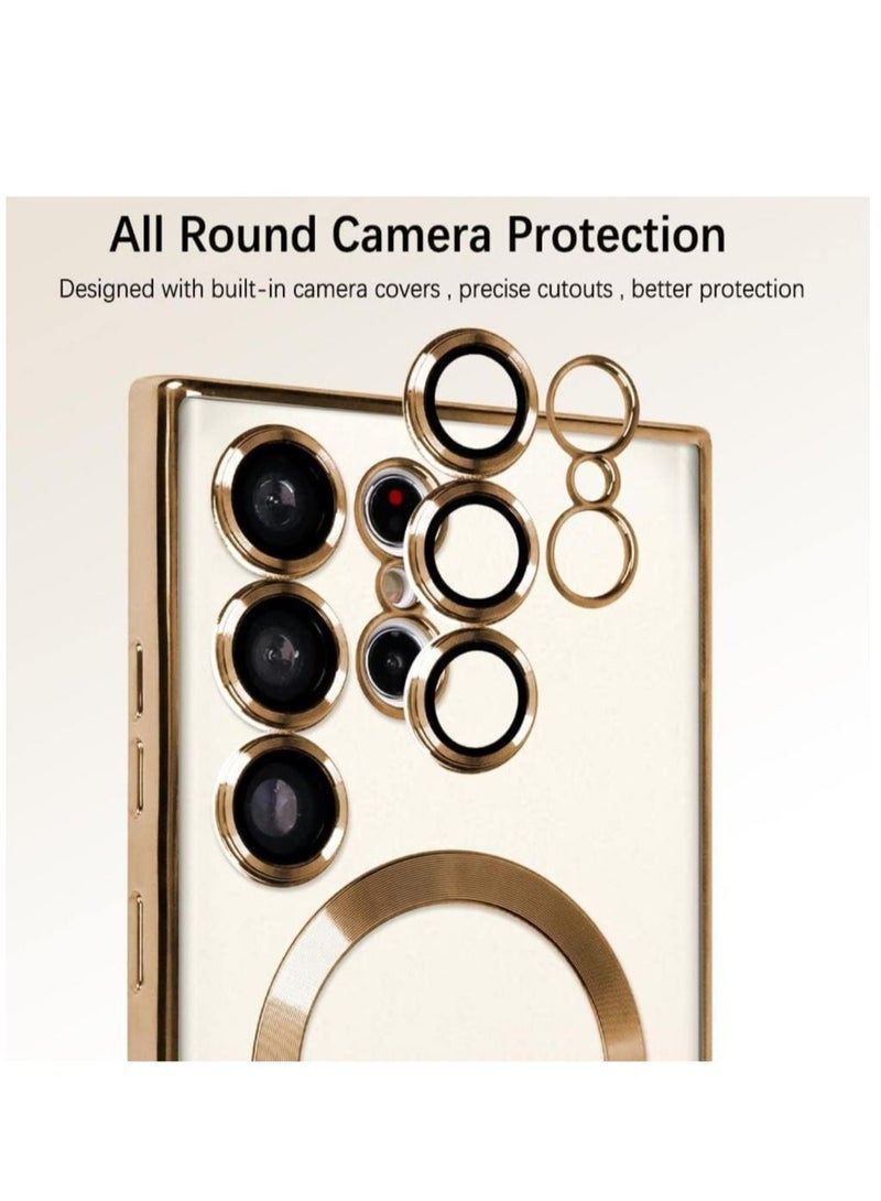 Magnetic Clear Case for Samsung Galaxy S23 Ultra with Camera Lens Protector Magsafe Compatible Electroplated Soft TPU Shockproof Anti-Scratch Phone Case - Image 2