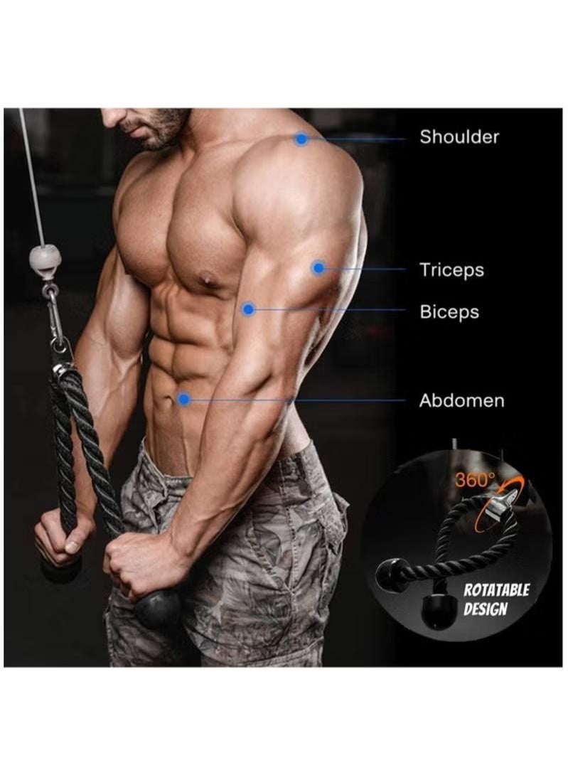 WALALLA Tricep Rope Cable Machine Attachment Triceps Pull Down Rope, 2 Cable Handles,3 Carabiner clips and 2 Ankle Straps,Home Gym Accessories for Arm Strength Workout Training - Image 5