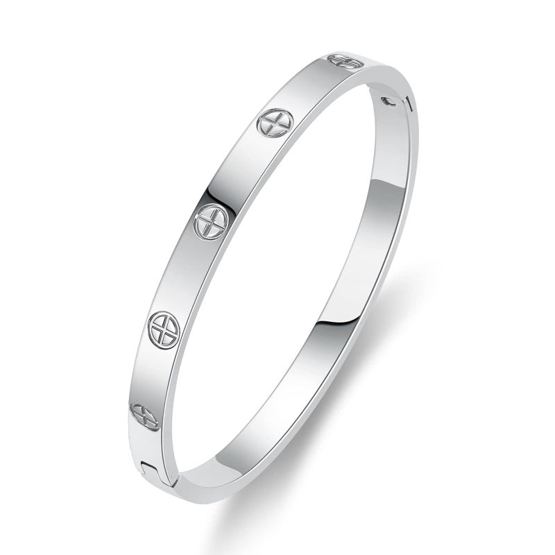 PDWZNBA 18K Gold-Plated Love Friendship Bracelets Trendy Stainless Steel Bangle Jewelry Gifts for Women - Image 1