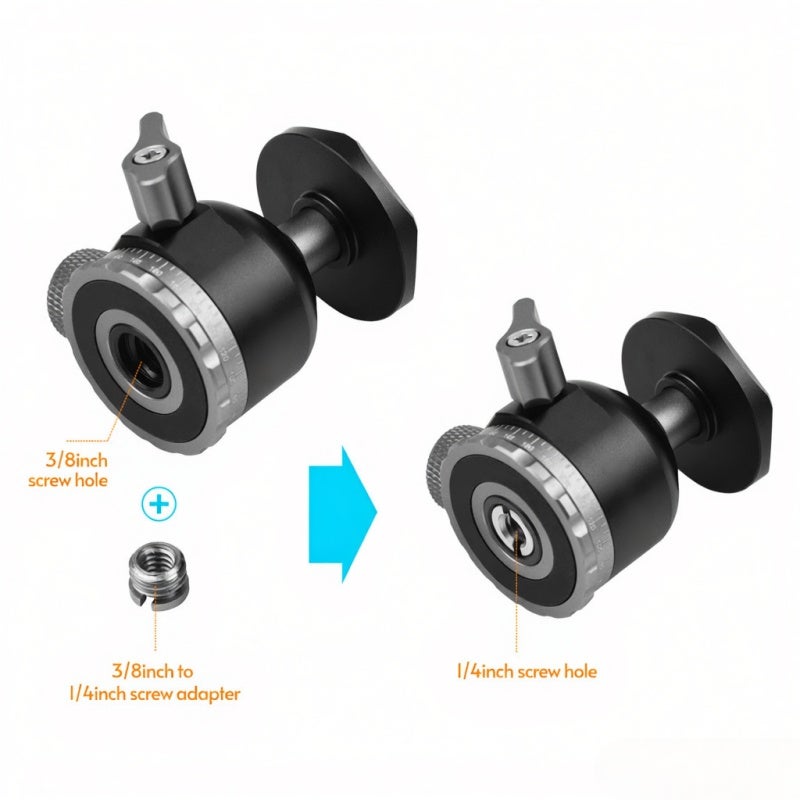 ANDOER Compact Panorama Ballhead Tripod Mount Adapter 1/4 Inch Screw Connector Mini Ball Head Aluminium Alloy CNC Machining 5kg/11lbs Load Capacity - Image 5