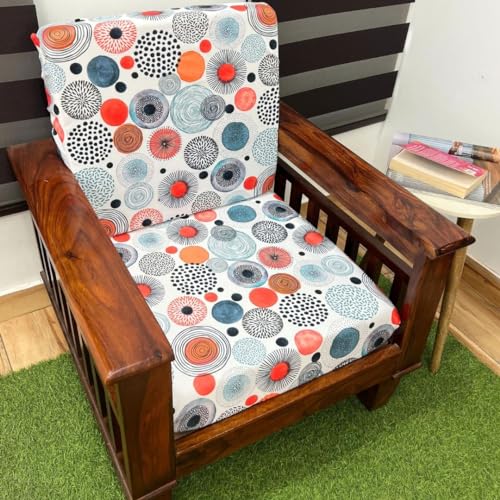 FABANE Stretchable Spandex Printed Sofa Slipcovers - Pack of 10 Sofa Seat Covers for Living Rooms, Couches, Wooden Sofas and Offices (White Circles) - Image 1