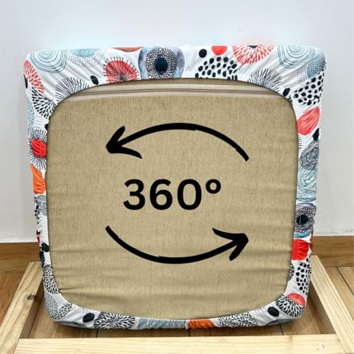 FABANE Stretchable Spandex Printed Sofa Slipcovers - Pack of 10 Sofa Seat Covers for Living Rooms, Couches, Wooden Sofas and Offices (White Circles) - Image 3