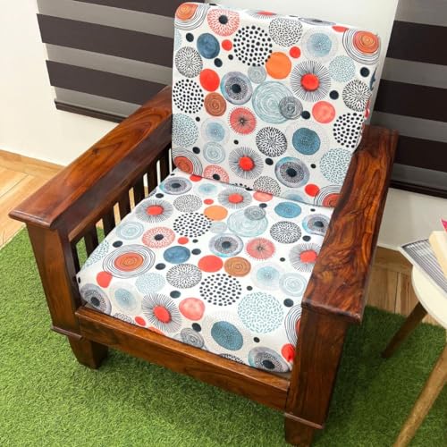FABANE Stretchable Spandex Printed Sofa Slipcovers - Pack of 10 Sofa Seat Covers for Living Rooms, Couches, Wooden Sofas and Offices (White Circles) - Image 5